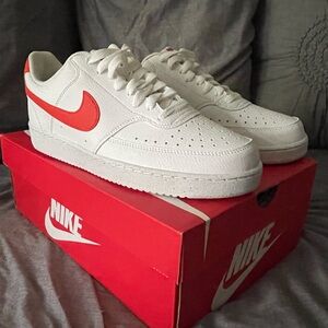 Nike Court Vision Alta LTR: White W/ Red Swoosh - New/Never Worn